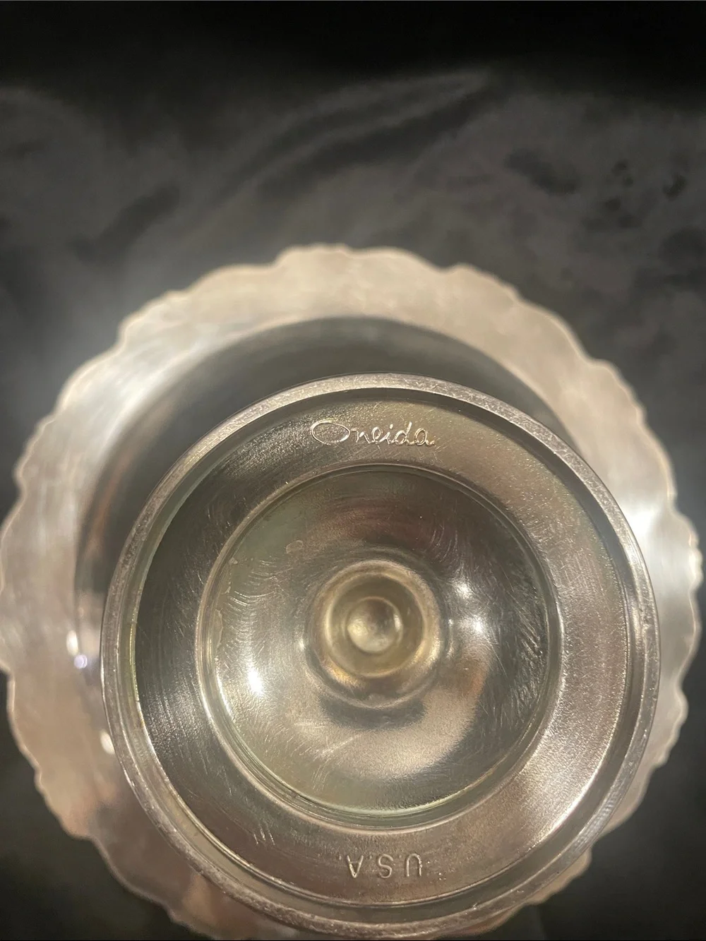Oneida Silver-Plate Pedestal Compote with Scalloped Rim